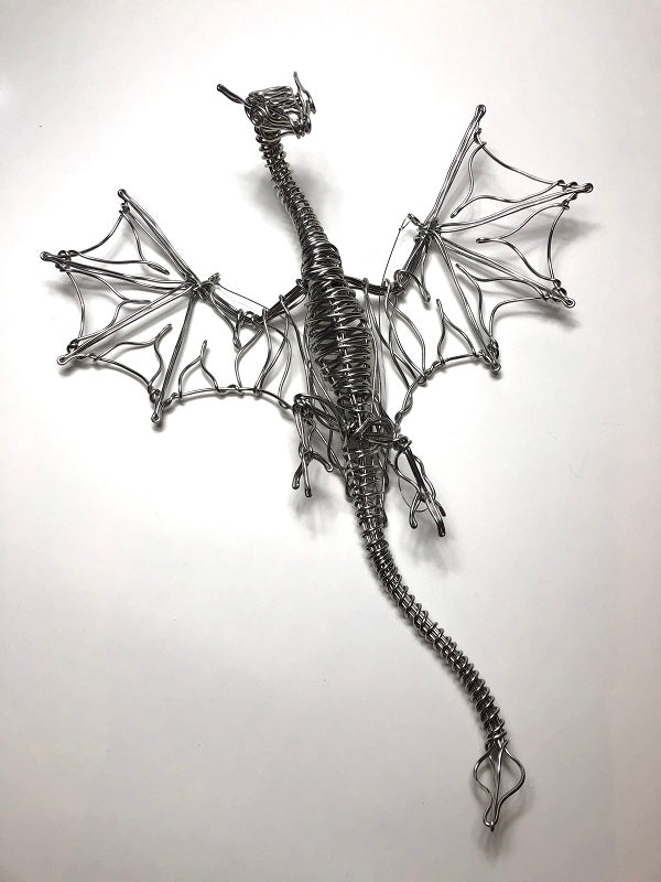 Drawn Metal Wire Flying Dragon (Silver)