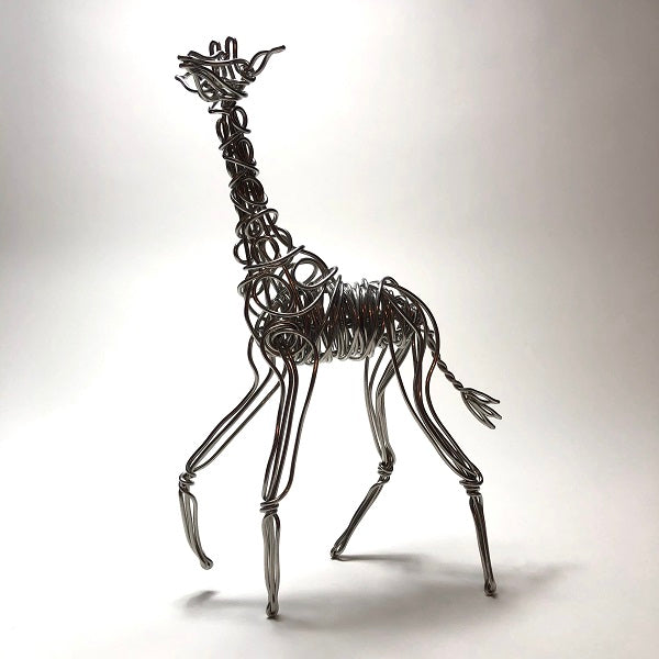 Drawn Metal Wire Small Giraffe (Silver)