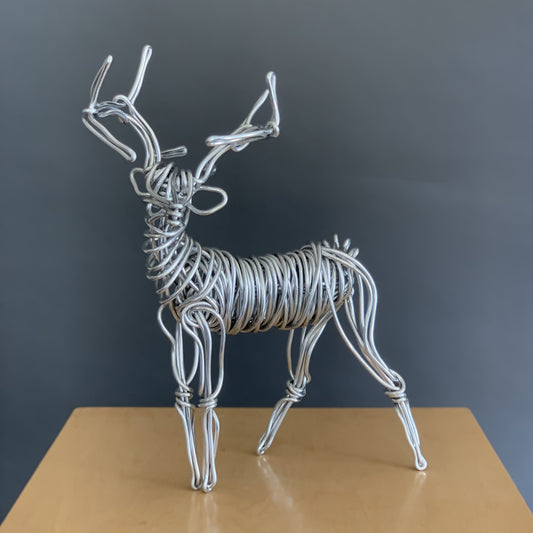 Drawn Metal Small Wire Stag, Silver