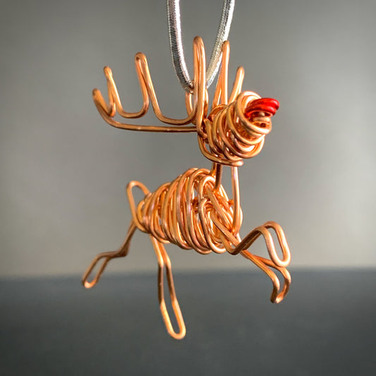 Drawn Metal Tiny Flying Reindeer (Copper)