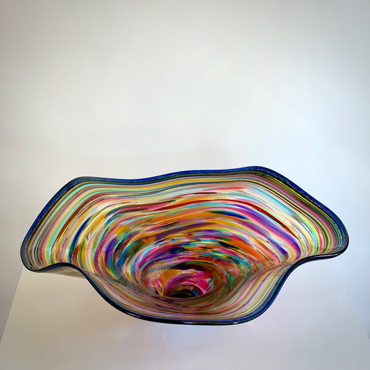 Goldhagen Art Glass Fluted Bowl in Rainbow