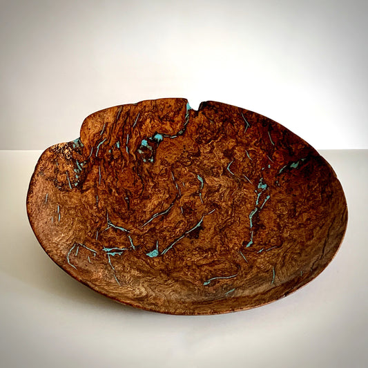 Bud Gray Oak Burl Decorative Footed Low Bowl