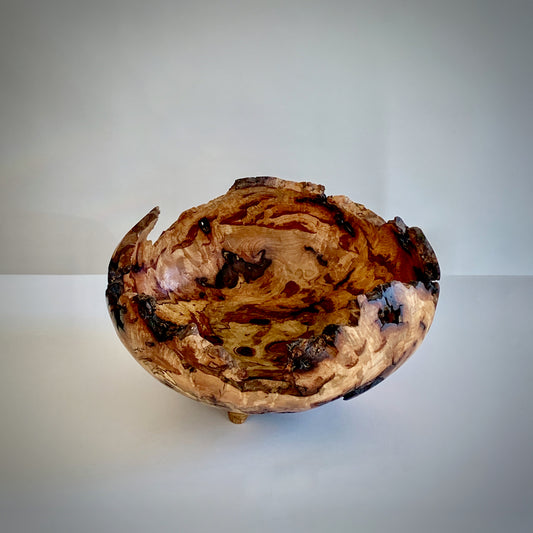 Bud Gray Live Edge Hickory Decorative Footed Bowl