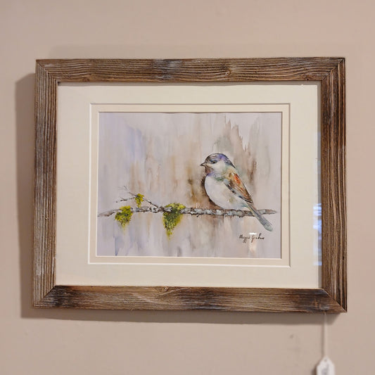 Maggie Graham "Chickadee with Moss" Framed Watercolor