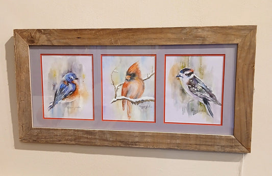 Maggie Graham "3 Birds" Framed Watercolor