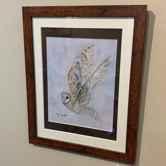 Maggie Graham "Barn Owl in Flight" Framed Watercolor