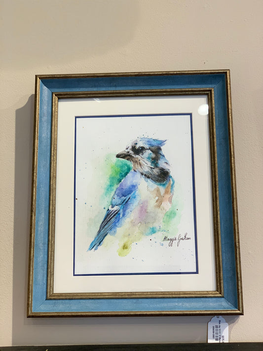 Maggie Graham "Blue Jay" Framed Watercolor