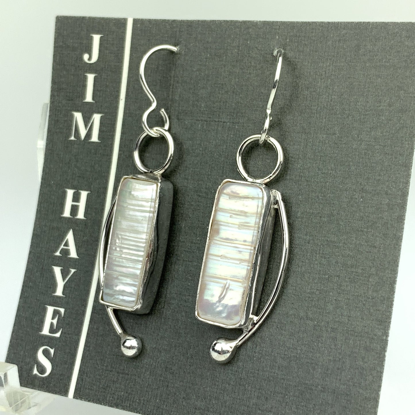 Jim Hayes Brick Pearl Earrings