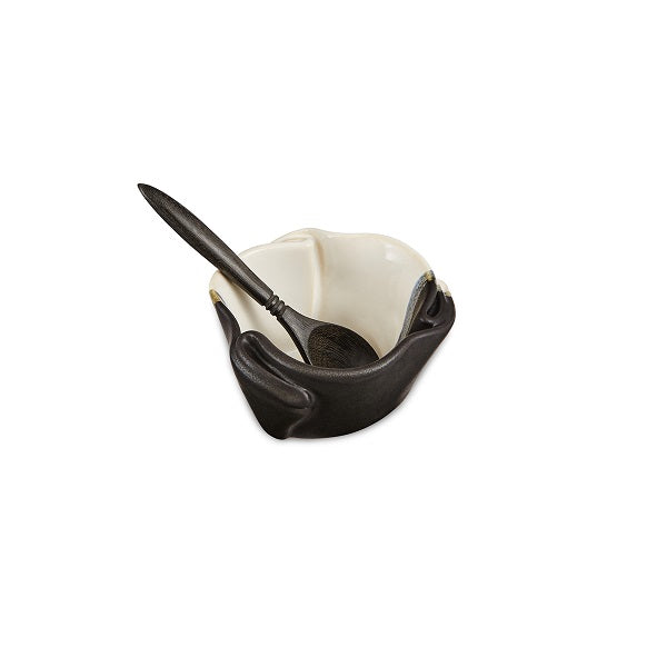 Tiny Pot (w/Tiny Spoon) Black & White