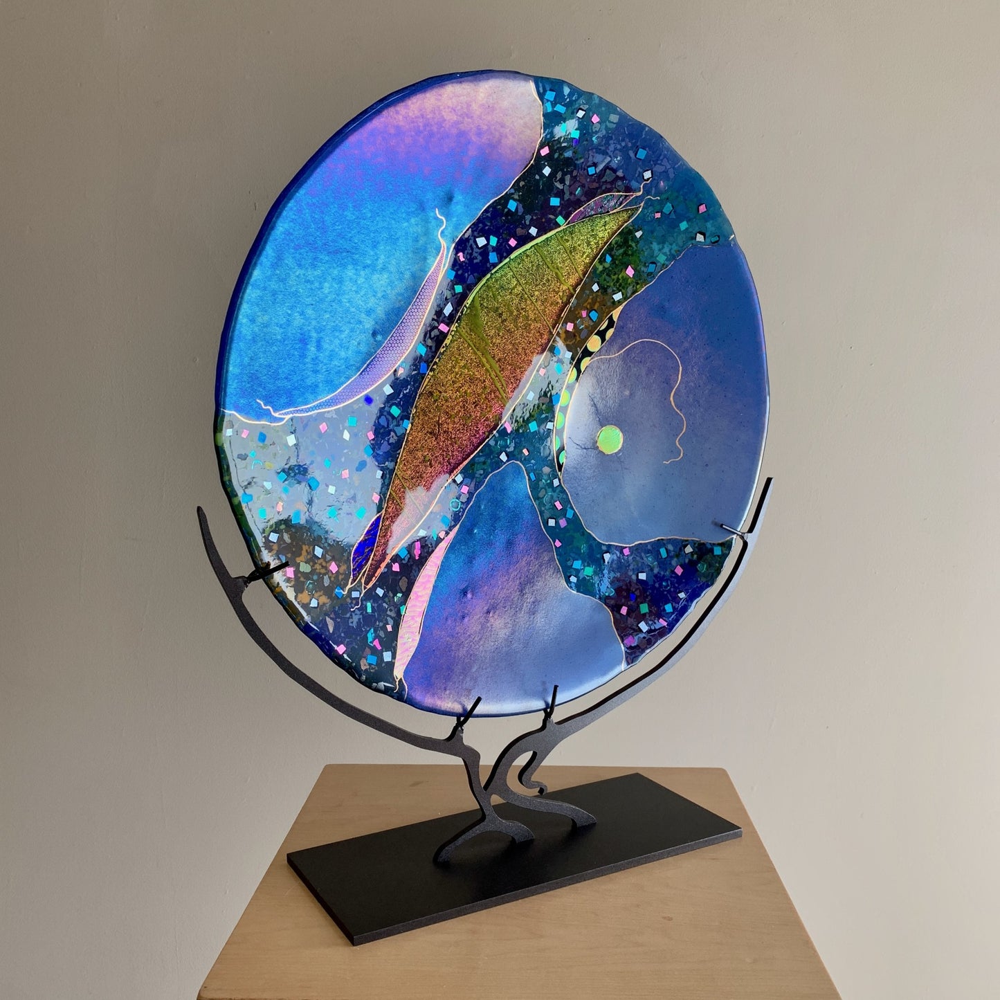 Karen Ehart Art Glass Large Moon Sculpture