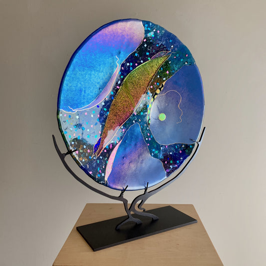 Karen Ehart Art Glass Large Moon Sculpture