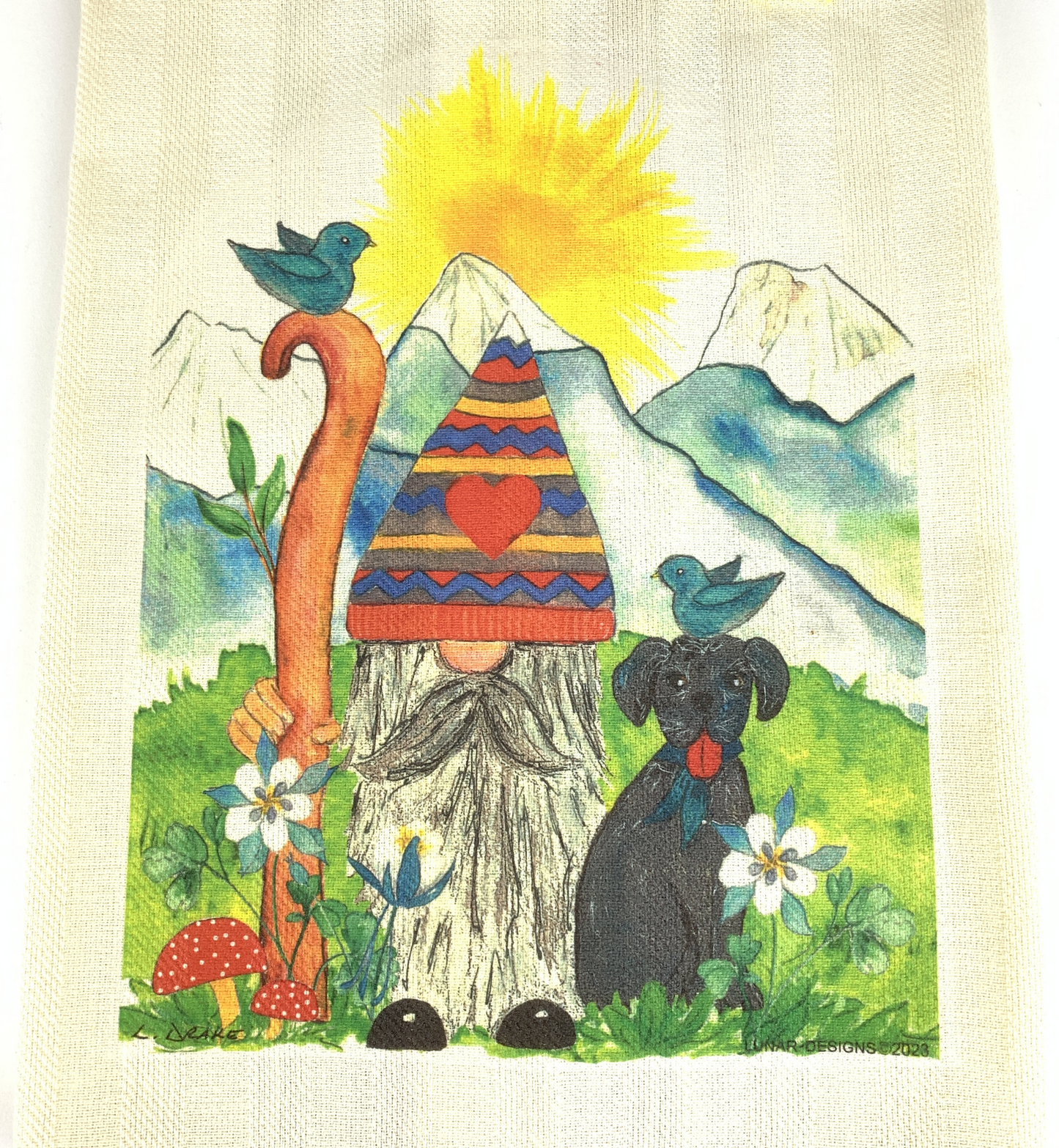 Lunar Designs Kitchen Towel #204 Mountain Gnome