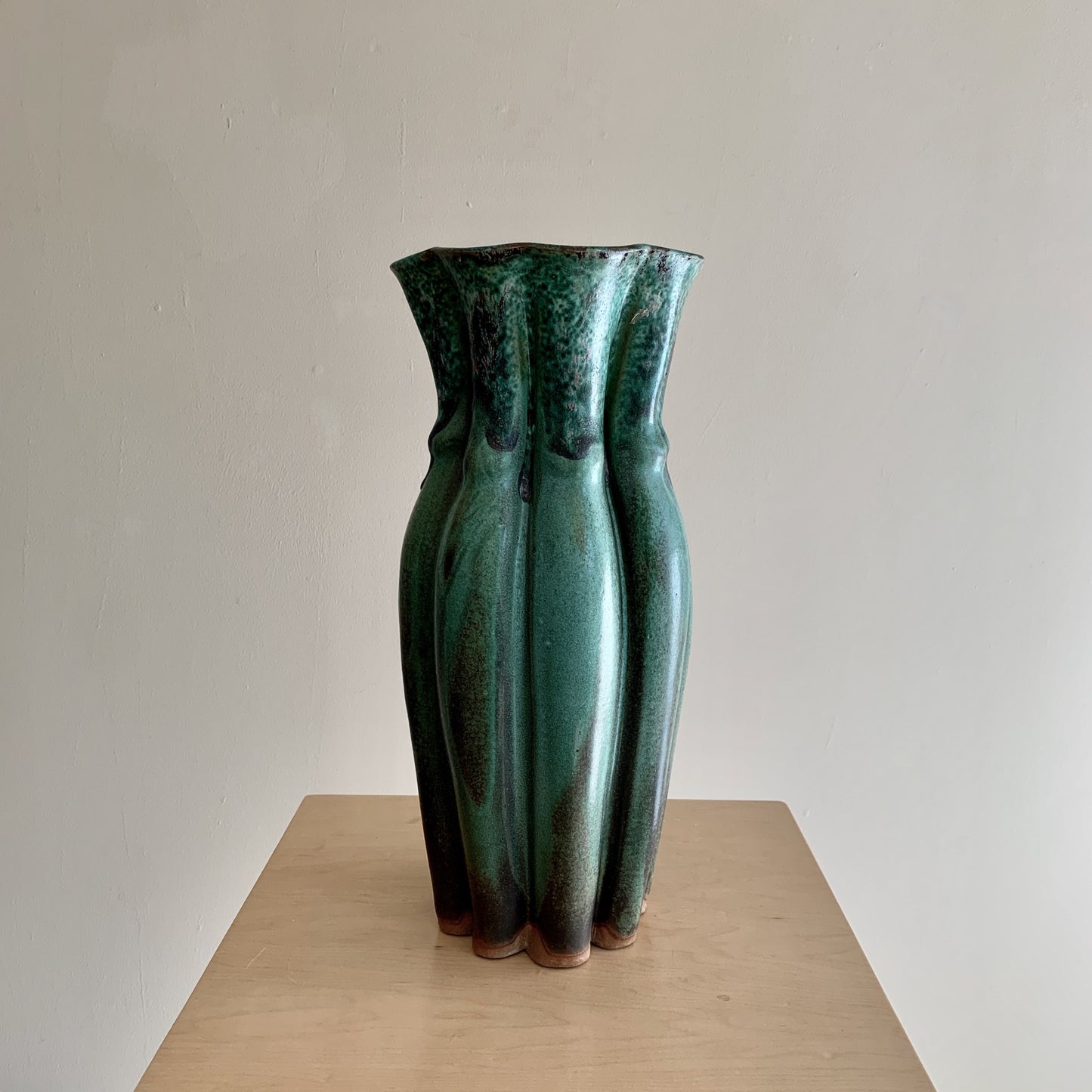 Mangum Pottery 8-Lobed Vase, Green