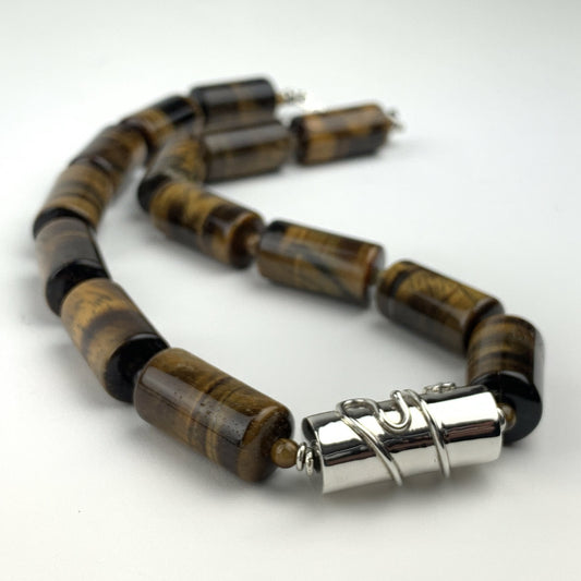 N Tiger Eye Beads w/ Argentium Bead