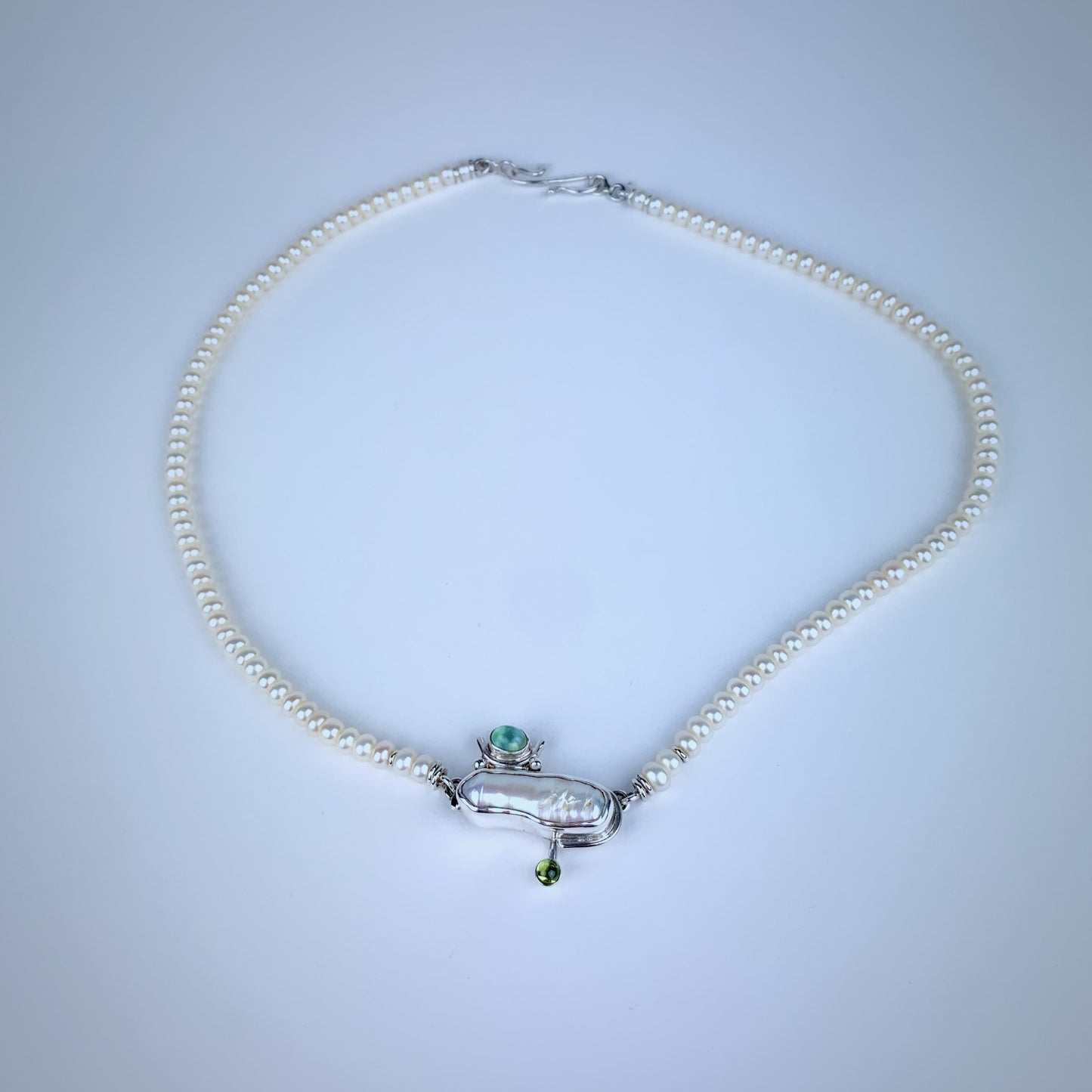 N578 SS FW Pearl, Chrysophrase, Peridot