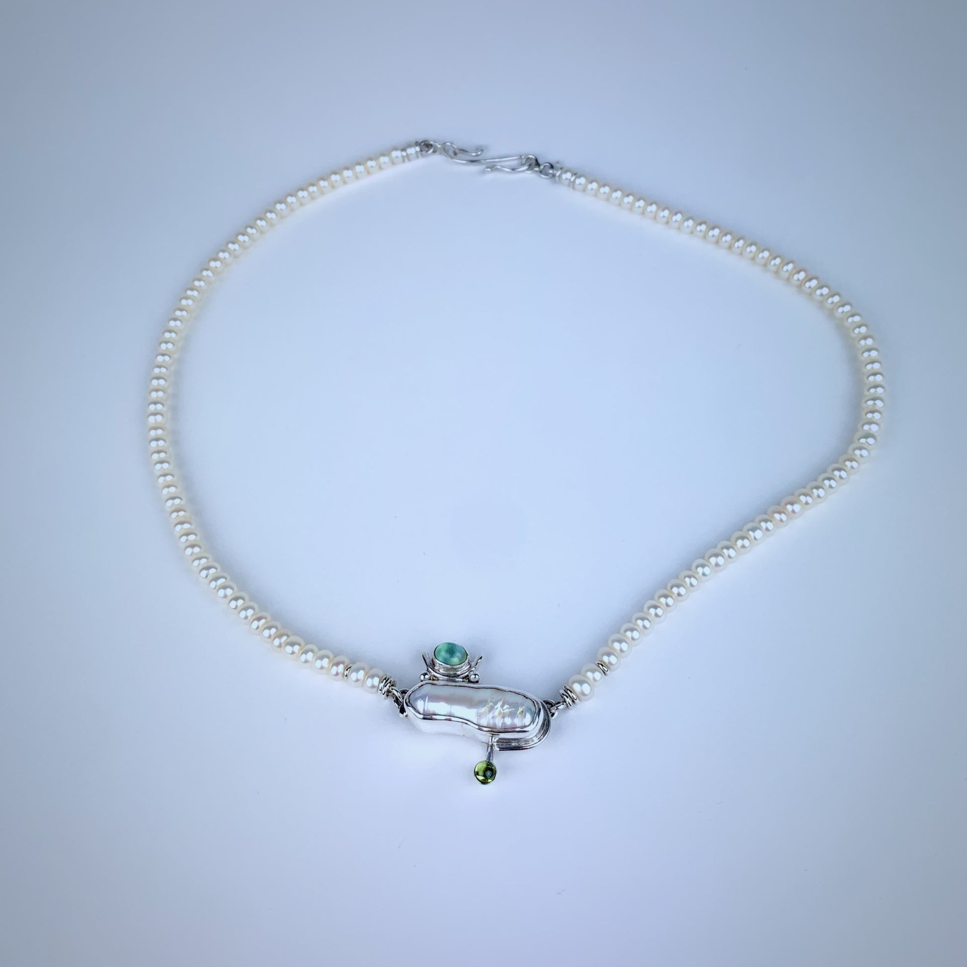 N578 SS FW Pearl, Chrysophrase, Peridot