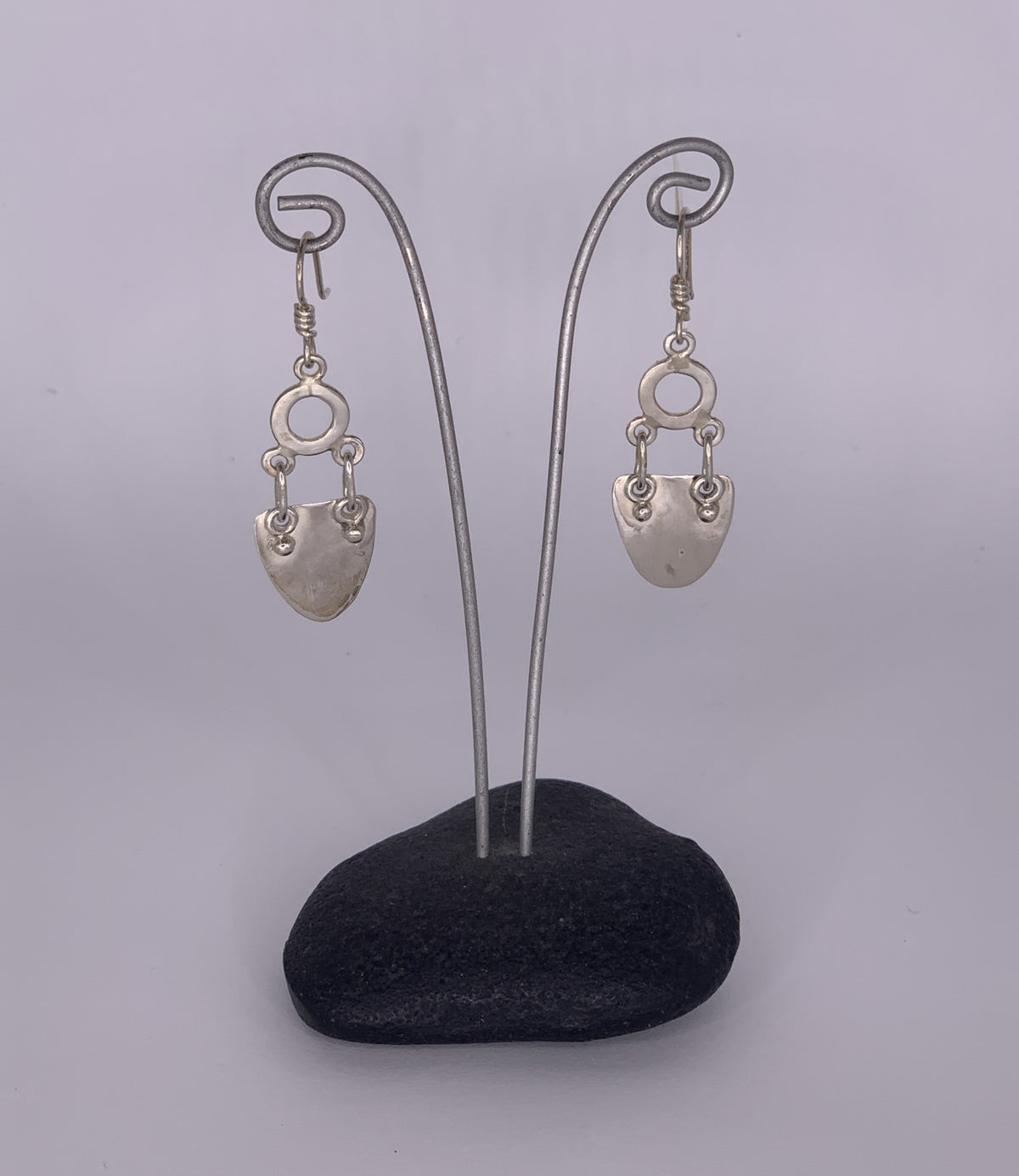Katherine Palmer Sterling Silver Sheild and Circle Earrings