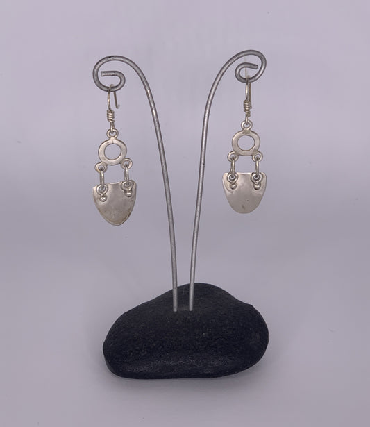 Katherine Palmer Sterling Silver Sheild and Circle Earrings