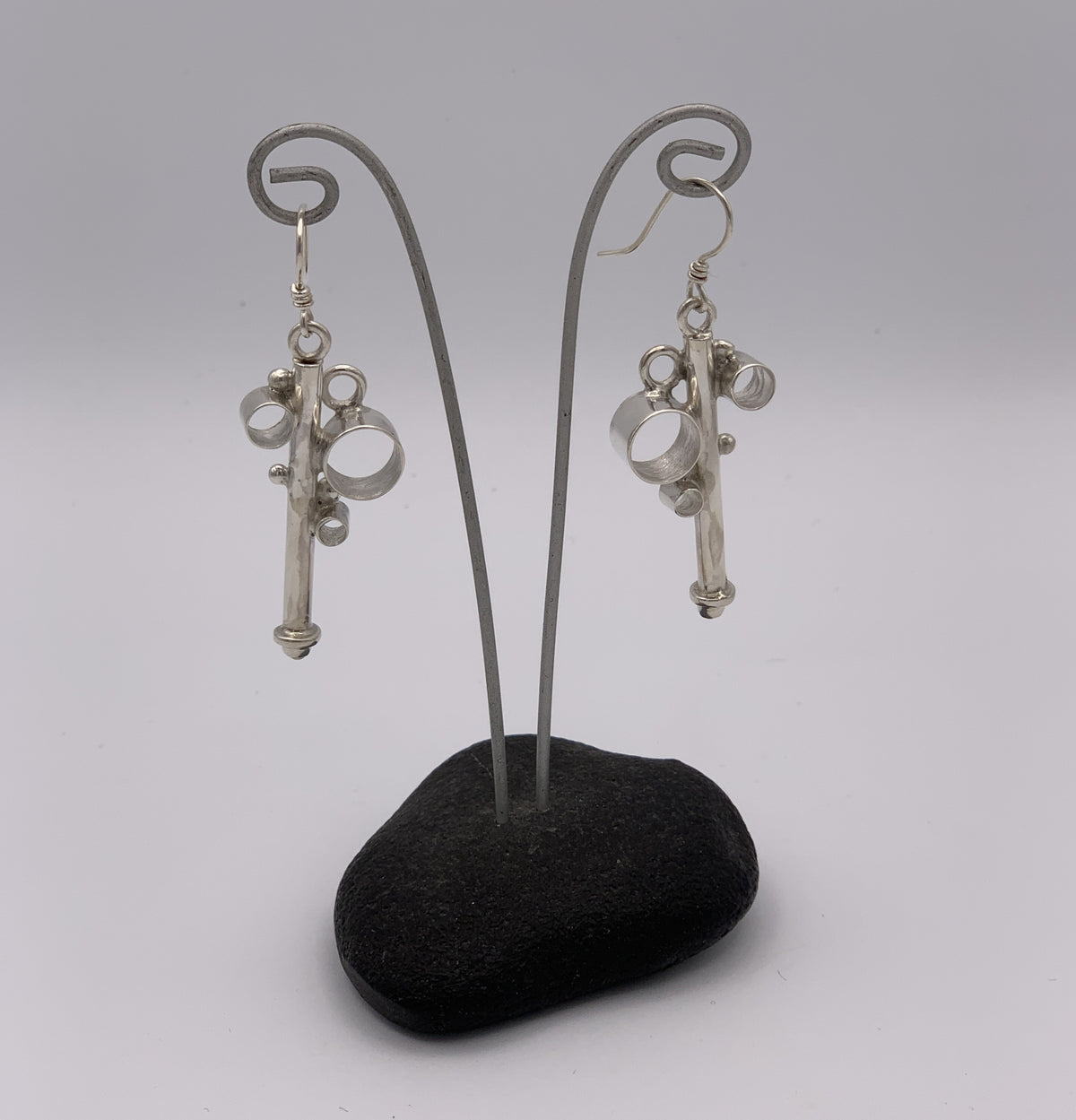 Katherine Palmer Sterling Silver Tubing and Pearl Earrings