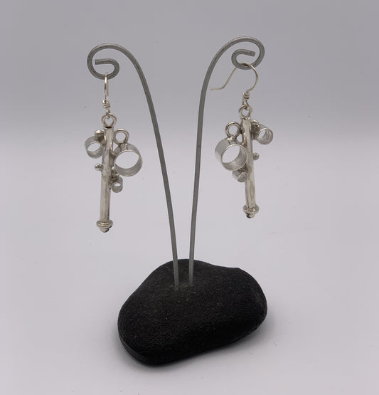 Katherine Palmer Sterling Silver Tubing and Pearl Earrings