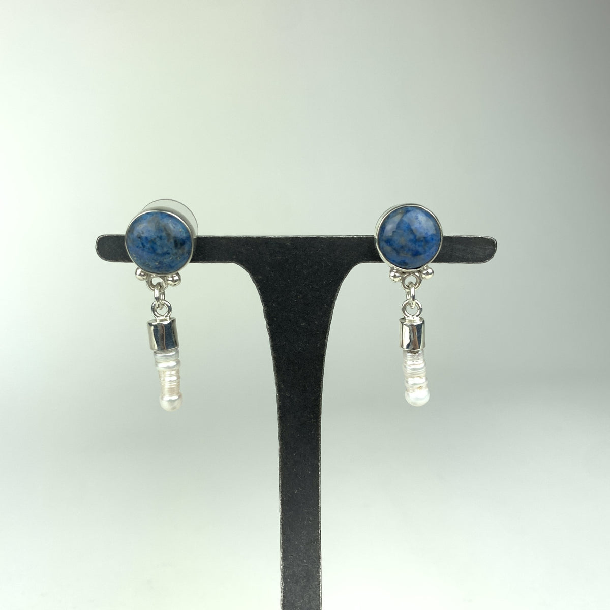 Katherine Palmer Lapis and Pearl Post Earrings