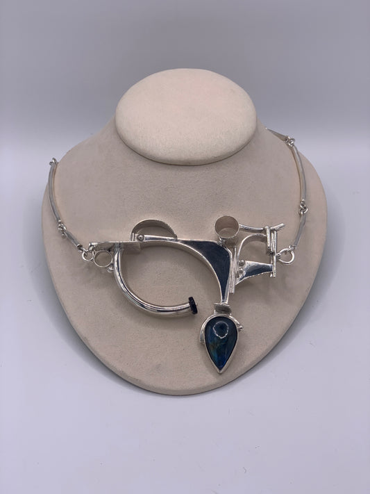 Katherine Palmer Onyx and Labradorite Sculptural Necklace