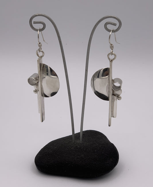 Katherine Palmer Sterling Silver Half Dome and Tubing Earrings