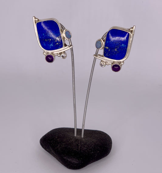 Katherine Palmer Lapis Post Earrings