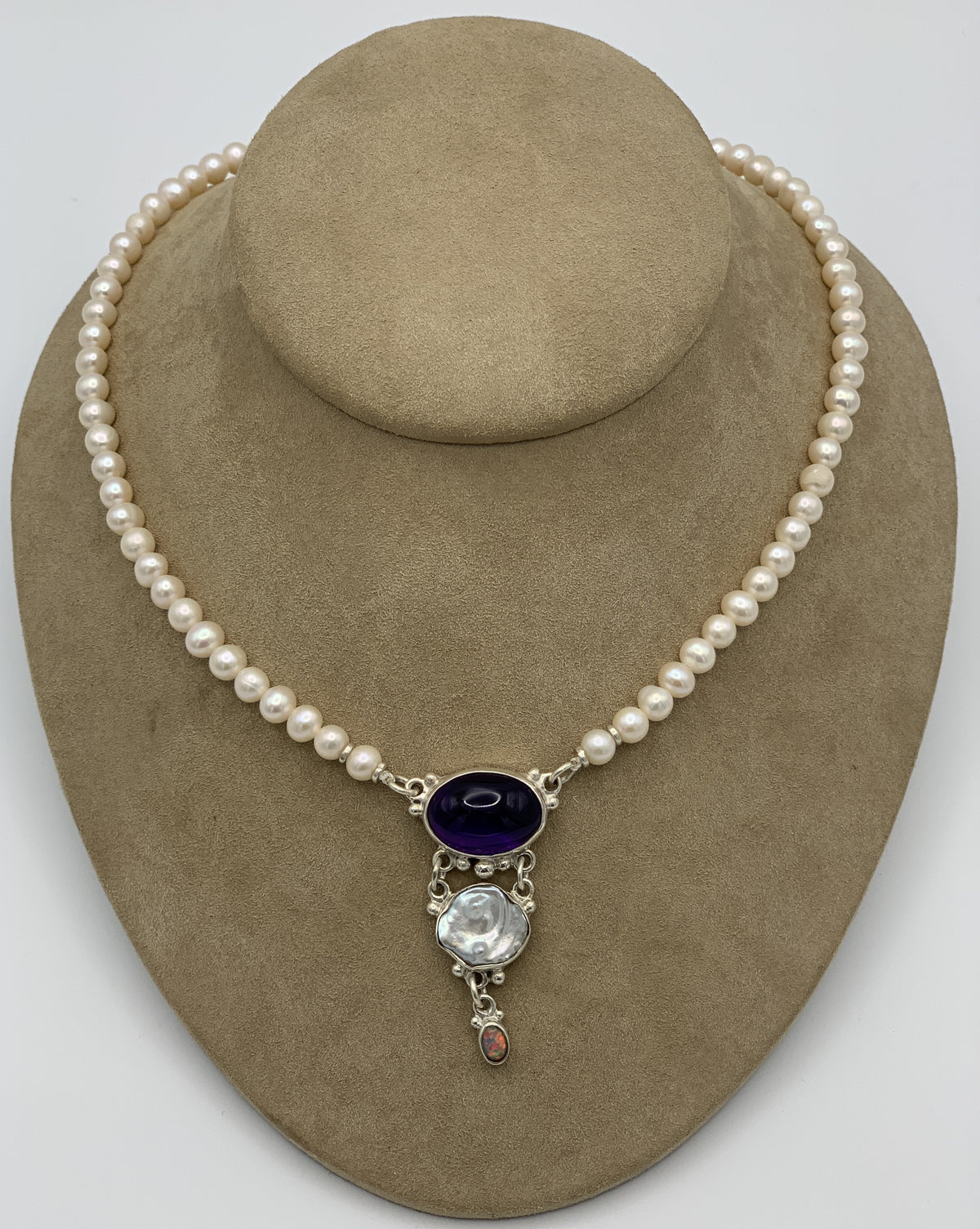 Katherine Palmer Amethyst, Pearl, and Opal Necklace