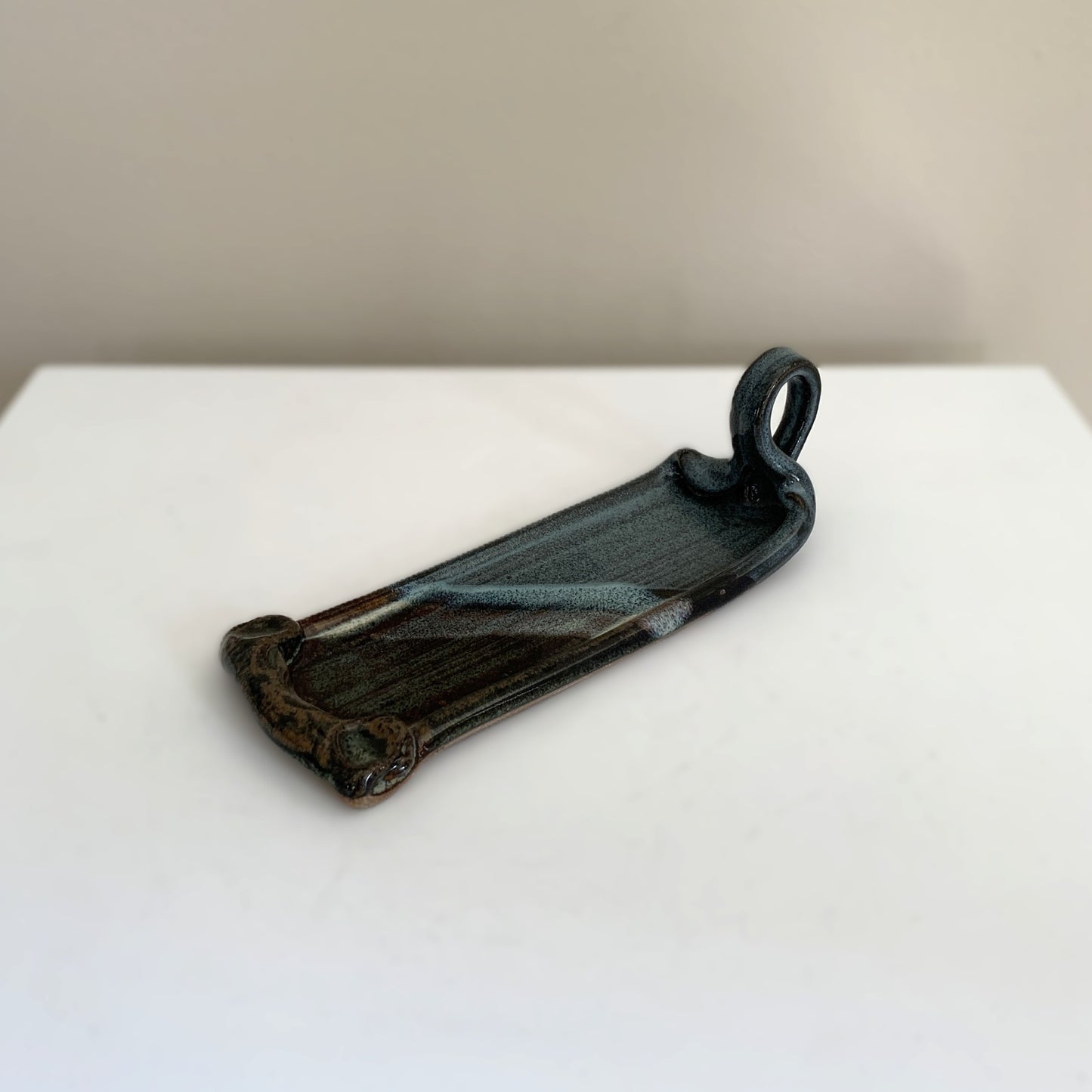 Salvaterra Pottery Butter Tray w/ Handle Waterfall