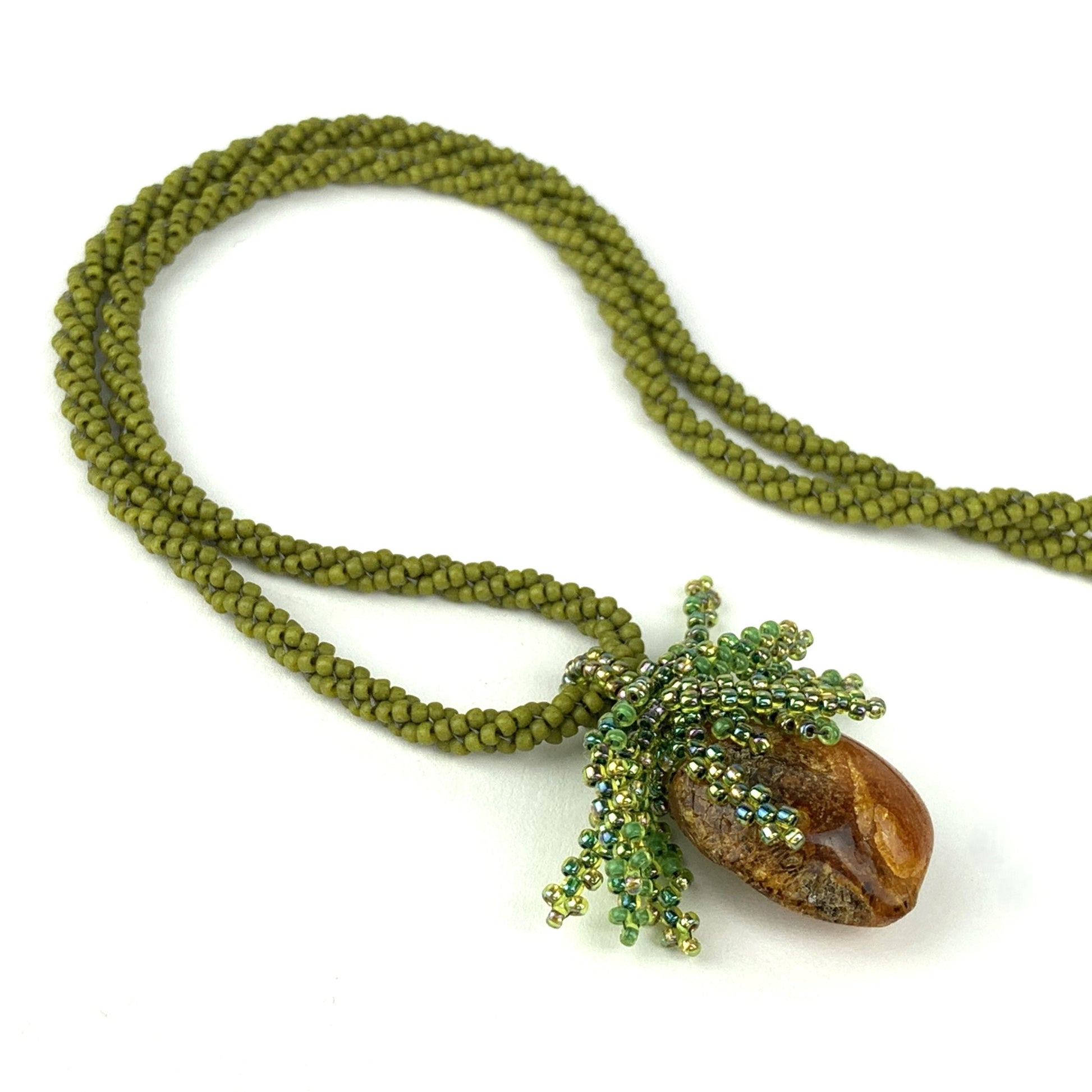 Vita Schneider Beaded Necklace, Amber With Fronds