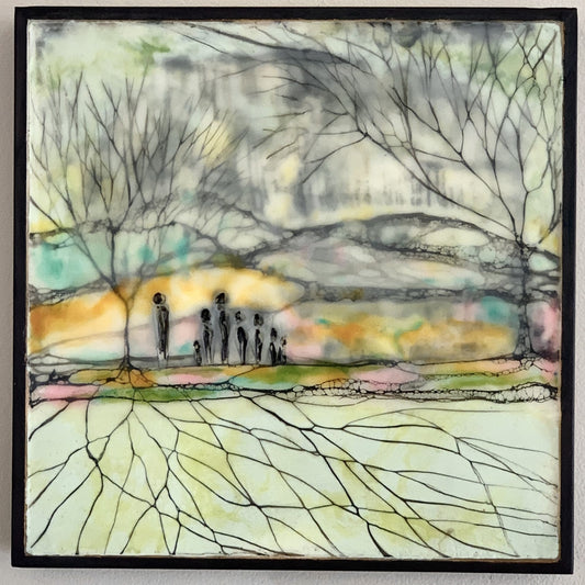 t. e. siewert "City Roots" Framed Encaustic