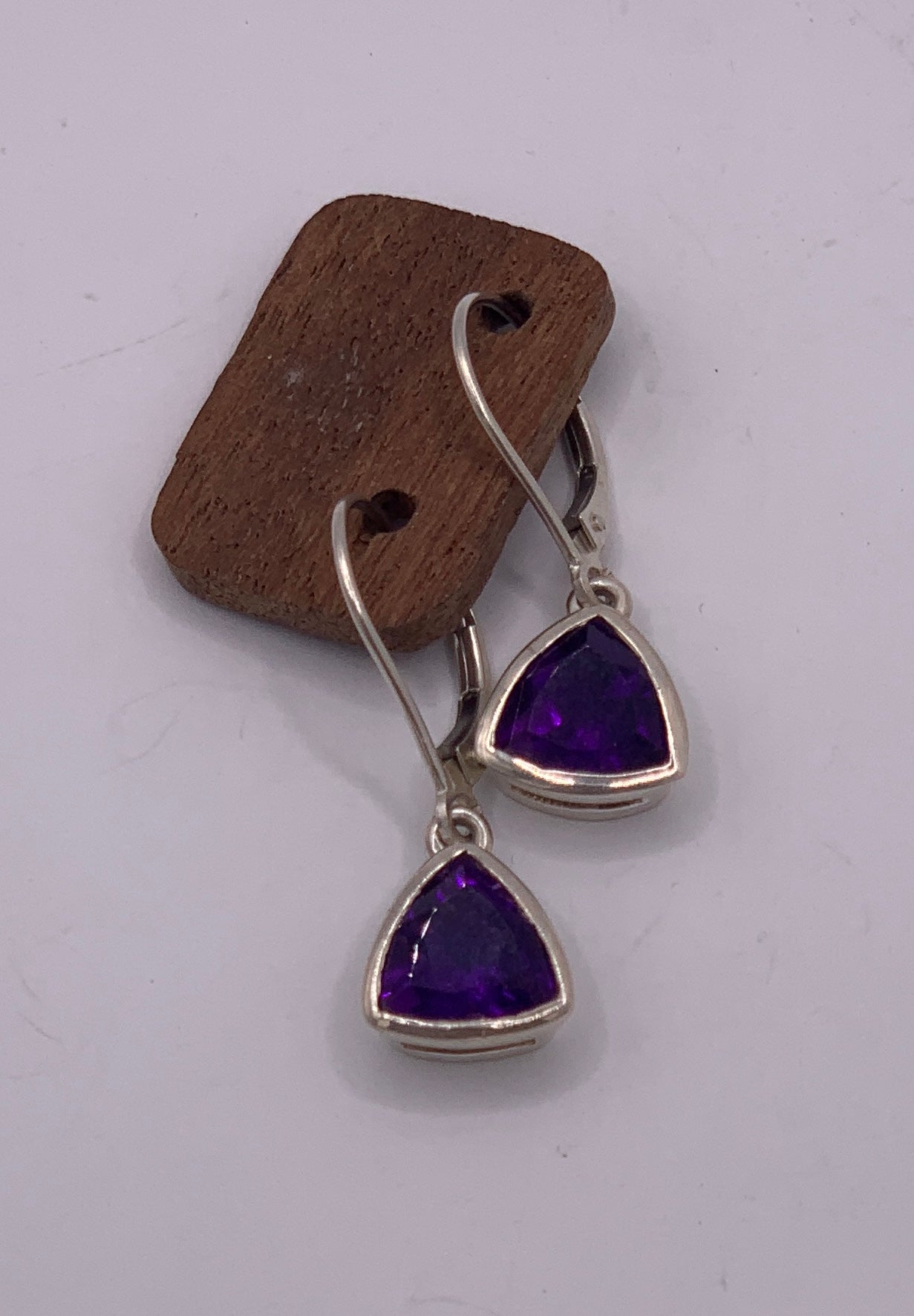 Julie Simon "Trillion Amethyst Lever Back" Earrings