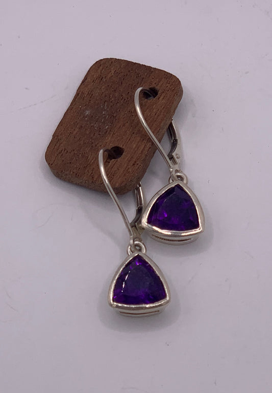 Julie Simon "Trillion Amethyst Lever Back" Earrings