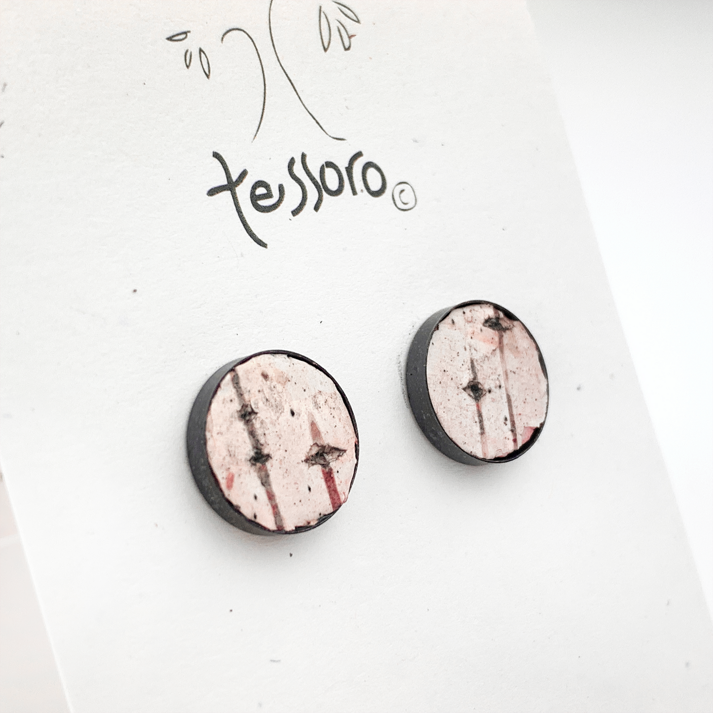 Tessoro Birch Bark Oxidized Silver Post Earrings