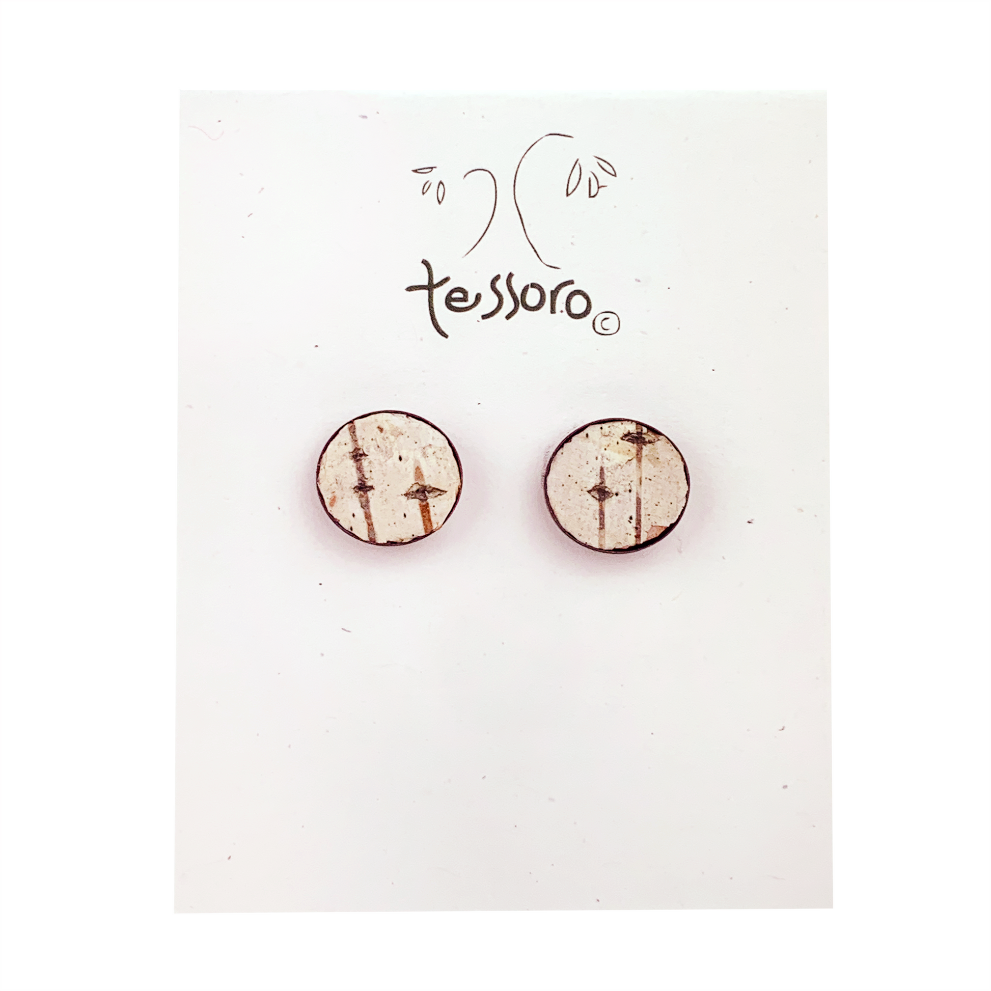 Tessoro Birch Bark Oxidized Silver Post Earrings