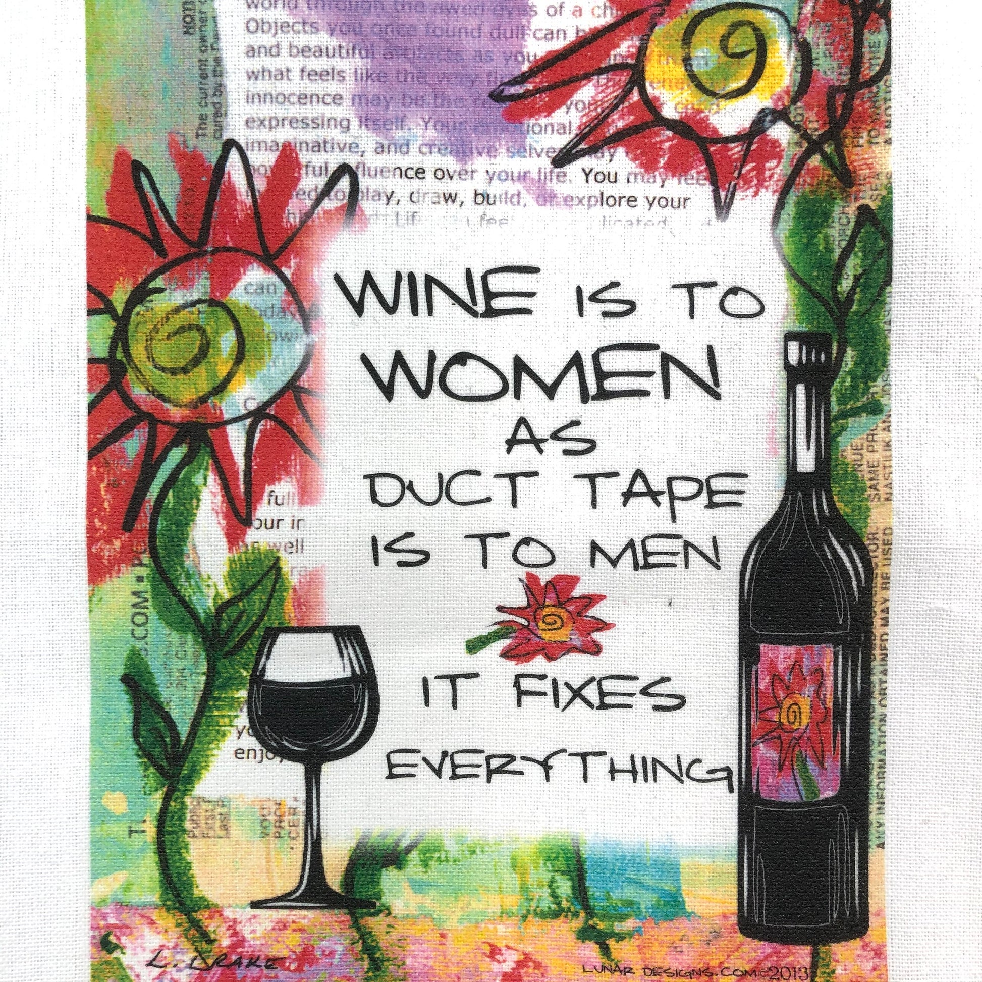 Lunar Designs Kitchen Towel #200 "Wine Women"