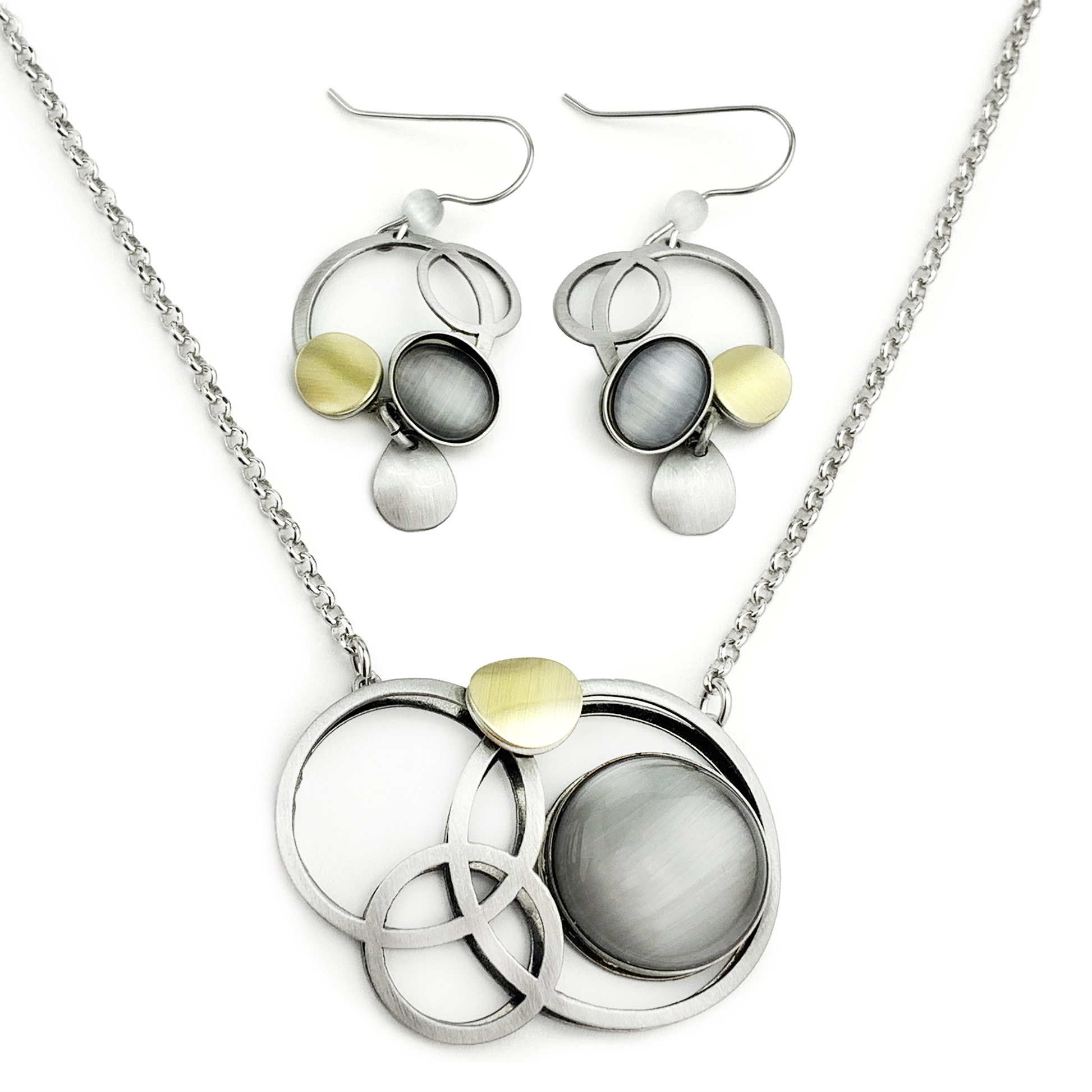 Crono Design, Pendant Necklace With Grey Stone