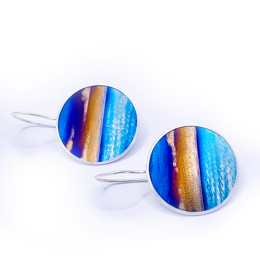 Kenneth Pillsworth Flame Painted Titanium, Sm Round Earring